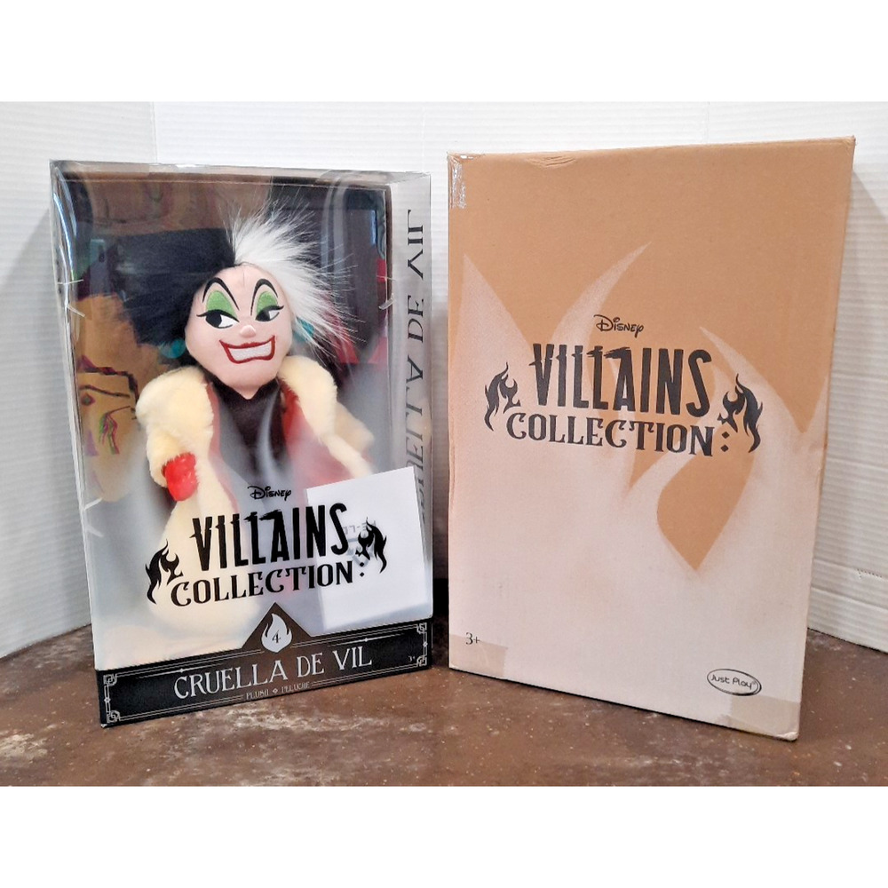 Disney Villains 13" Cruella De Vil Plush NIB w Box COA Just Play 101 Dalmatians